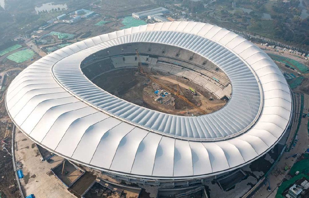 【無錫奧體中心】“羽翼”全舒展，水色天光下的白鷺“振翅高飛”